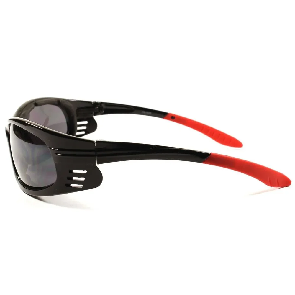 Black Motorcycle Dirt Bike Foam Padded Wrap Sport Goggles Sunglasses F14